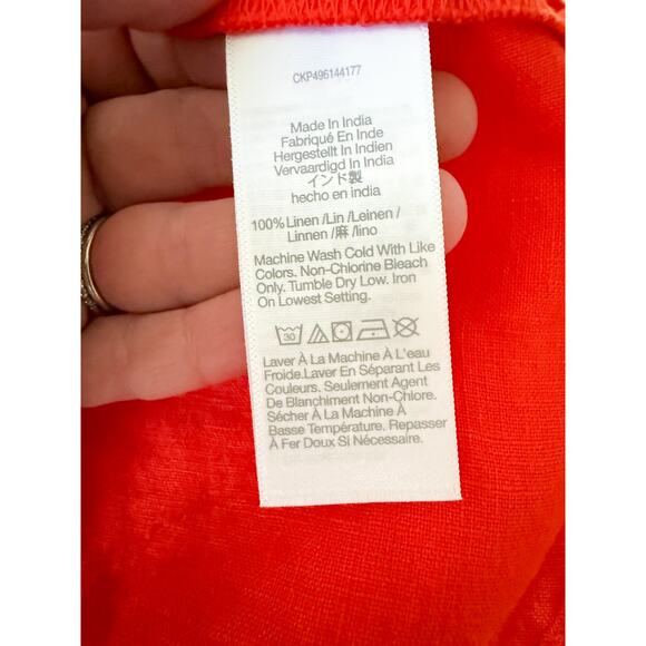 Madewell | NWT Linen Maxi Slip Skirt in Bright Flame Red | Sz 0 - Picture 9 of 11